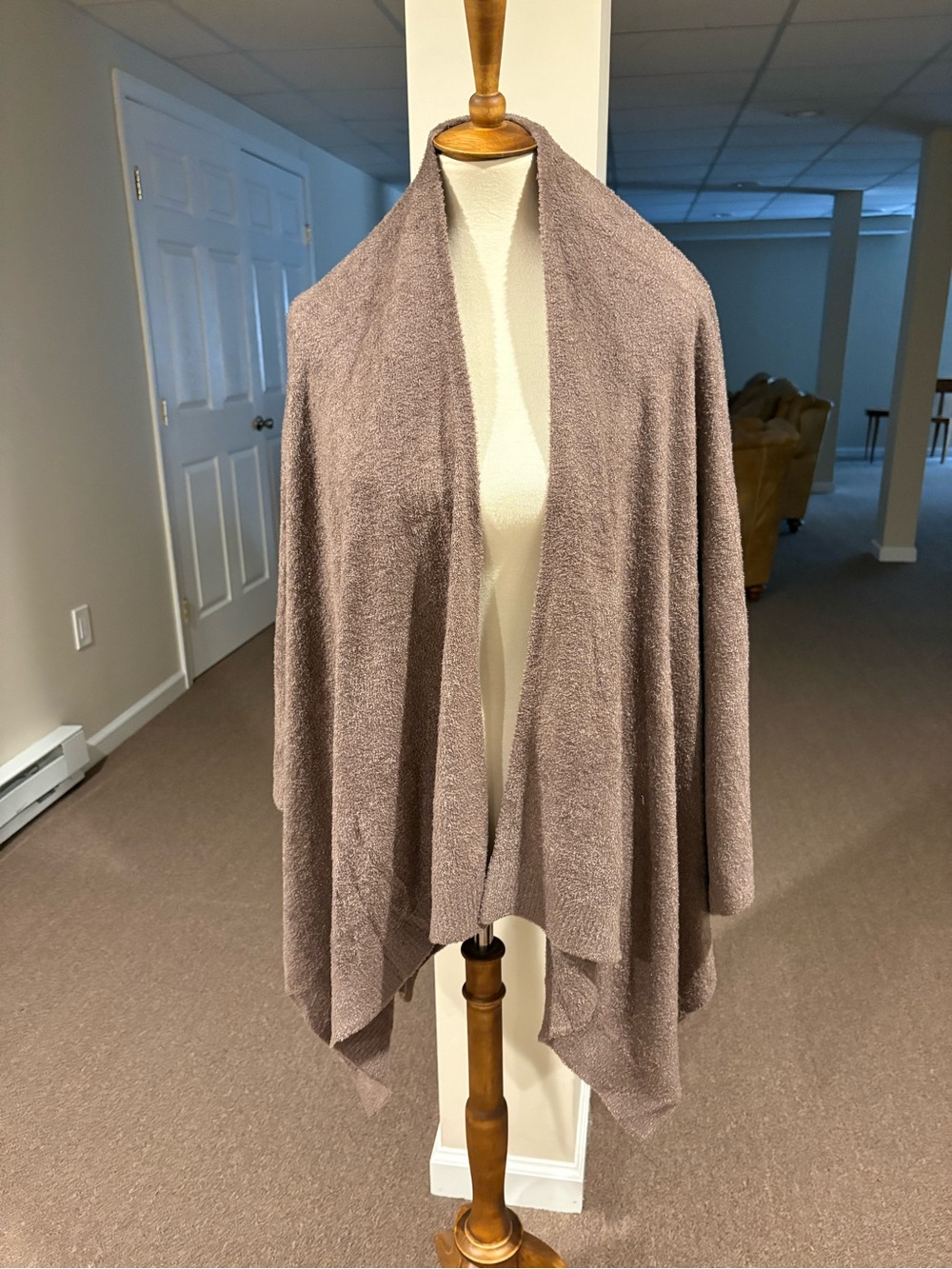 Barefoot Dreams Draped Open-Front Wrap Cardigan - Taupe